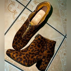 Leopard heel booties